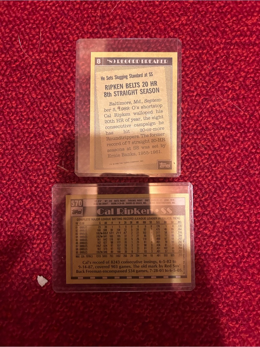 Topps Gold-Back Cal Ripken Jr. Cards on Red - Picture 2 of 2